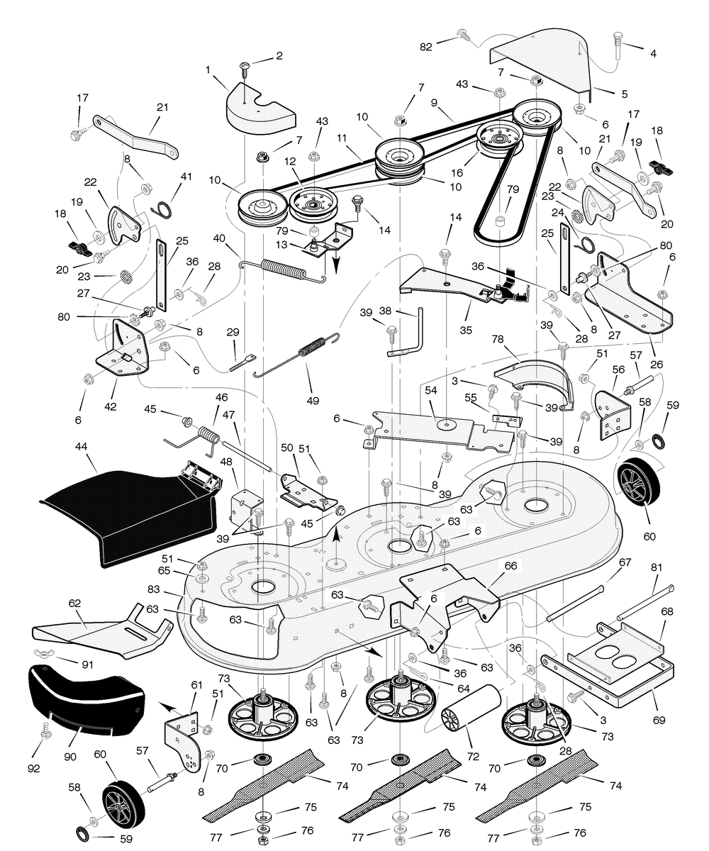 Mower Housing Diagram and Parts List for 468600X43A 2004 Briggs and Stratton Lawn Tractor